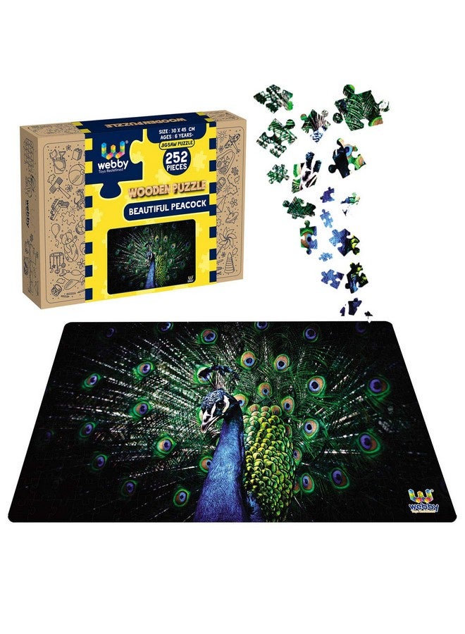 Webby Kid Beautiful Peacock Wooden Jigsaw Puzzle, 252 Pieces - Image 1