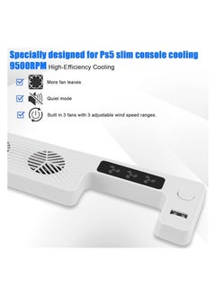 XICEN Cooling Fan for PS5 Slim, New Playstation 5 Slim Console Accessories Cooler with USB Port and 3 Adjustable Quiet 9500-Speed Fans, Cool LED Light for PS5 Slim Digital/Disc Edition System  - Image 3