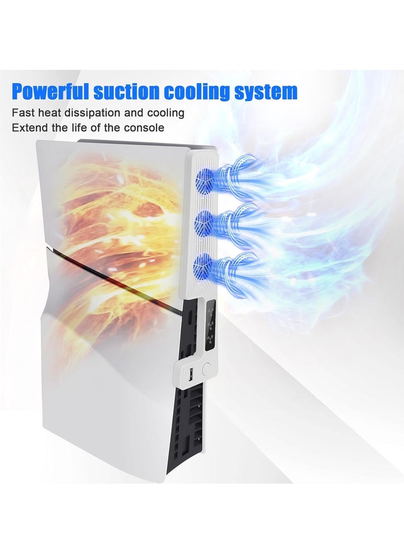 XICEN - Cooling Fan for PS5 Slim, New Playstation 5 Slim Console Accessories Cooler with USB Port and 3 Adjustable Quiet 9500-Speed Fans, Cool LED Light for PS5 Slim Digital/Disc Edition System - Image 1