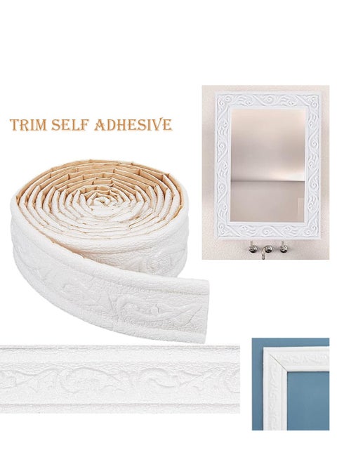 Self Adhesive Flexible Foam Trim 3D Sticky Decorative Wallpaper Border Wall Edging Foam Baseboard Mirror Border Wall Lines Hotel DIY Decor 230mx10cmx1.2cm