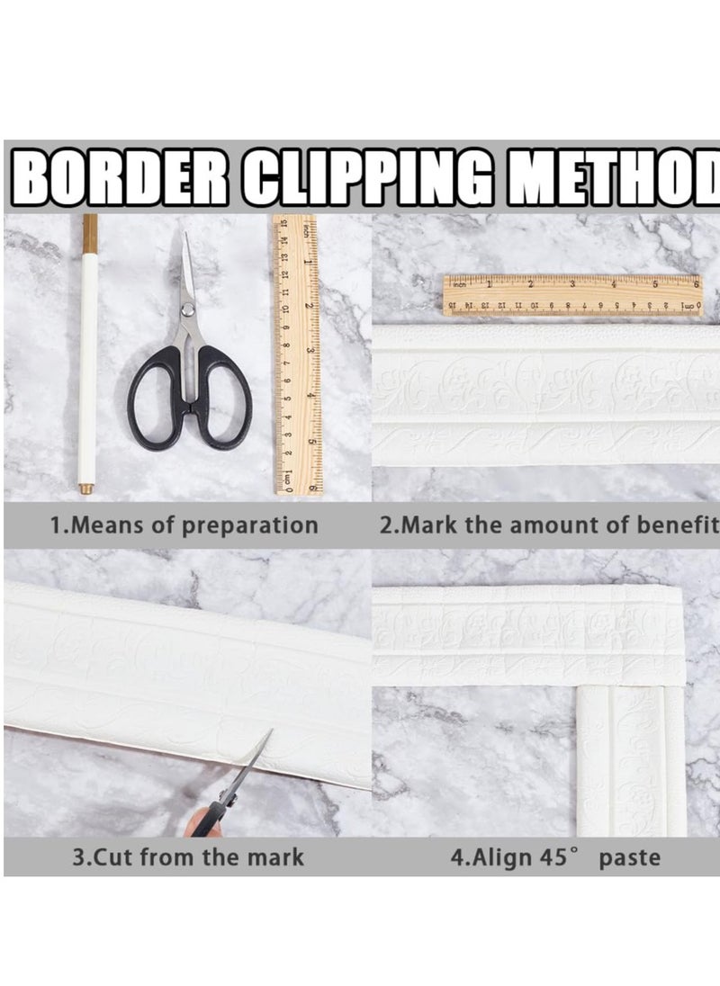 Self Adhesive Flexible Foam Trim 3D Sticky Decorative Wallpaper Border Wall Edging Foam Baseboard Mirror Border Wall Lines Hotel DIY Decor 230mx10cmx1.2cm