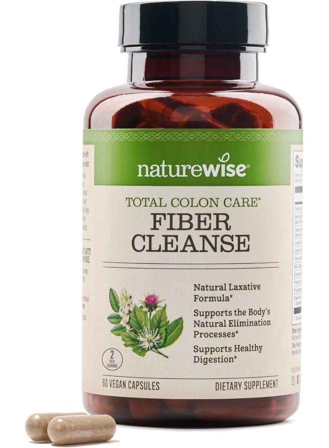 NatureWise Total Colon Care Fiber Cleanse with Herbal Laxatives, Prebiotics, & Digestive Enzymes for Healthy Elimination, Safe Digestion & Weight, Detox, & Gut Health [1 Month Supply - 60 Count] - Image 1