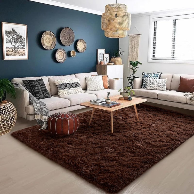 HOMORE Luxury Fluffy Rug, Modern Shag Rugs for Bedroom, Living Room, Super Soft and Comfortable Rug, Cute Rugs for Kids Room, 10x18 cm, Chocolate Brown - Image 4