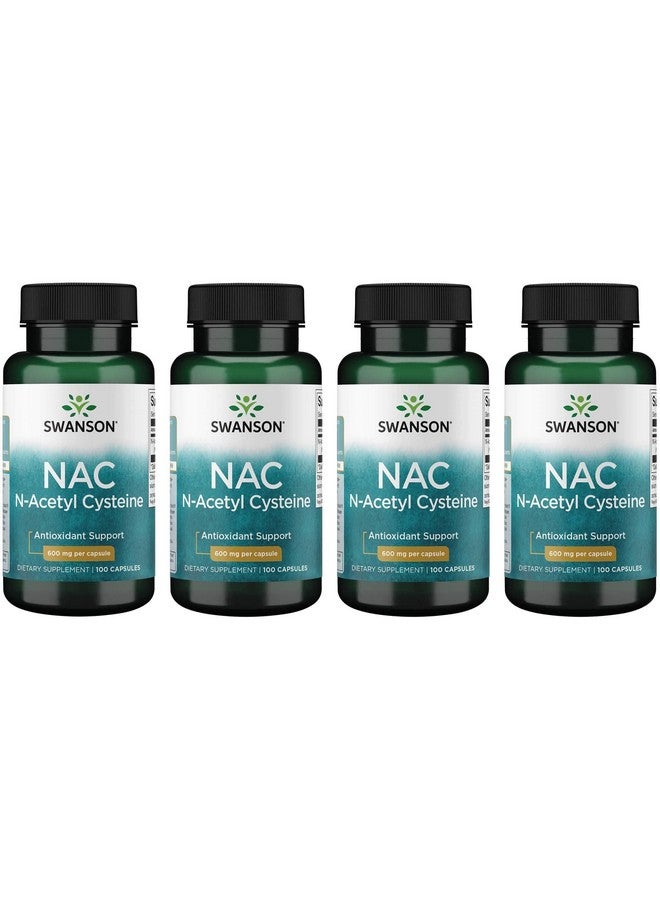 Swanson NAC - N-Acetyl Cysteine - Supplement 600 mg 100 Capsules (4 Pack) - Image 1