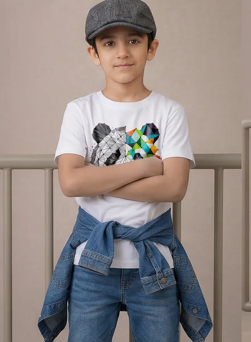 Funkaar Funkaar Geometric Panda Print T-shirt for Boys & Girls