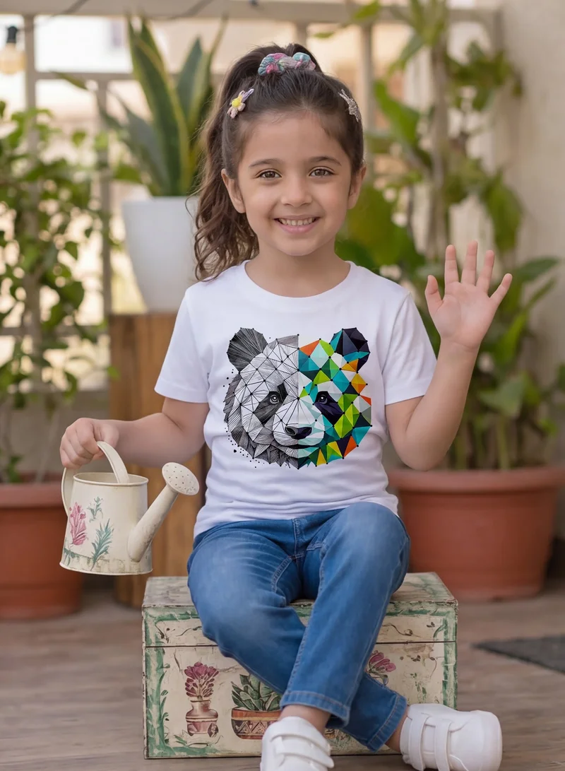 Funkaar White Funkaar Geometric Panda Print T-shirt for Boys & Girls  | Best Price UAE