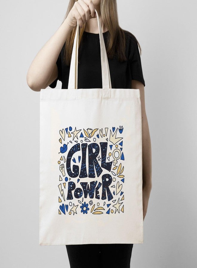 ARTBUG Tote Bag for Women with zip, Aesthetic Canvas tote bag for college girls, office, stylish and reusable - Girl Power - D No - 165 - Image 3