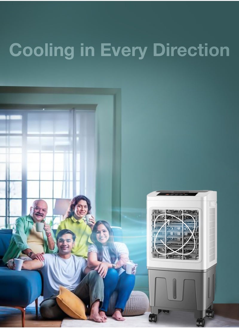 GREEN LION - Portable Air Cooler 20L with Cool Function Air Conditioner 60W / Remote Control / Digital Display / Energy Efficient / Eco-Friendly Cooling / Humidification adds moisture / Energy-efficient consumes less power / GA20 - White & Gray - Image 1