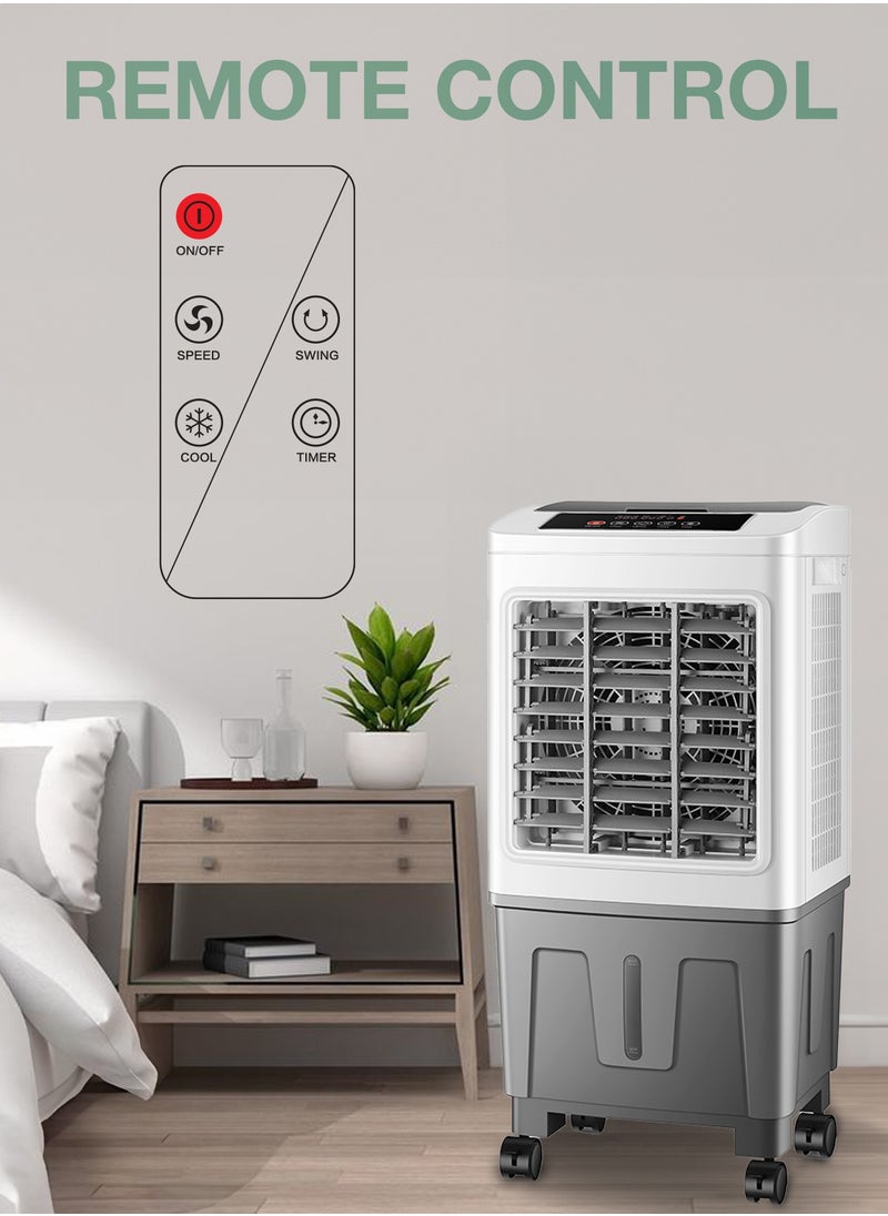 GREEN LION - Portable Air Cooler 20L with Cool Function Air Conditioner 60W / Remote Control / Digital Display / Energy Efficient / Eco-Friendly Cooling / Humidification adds moisture / Energy-efficient consumes less power / GA20 - White & Gray - Image 1