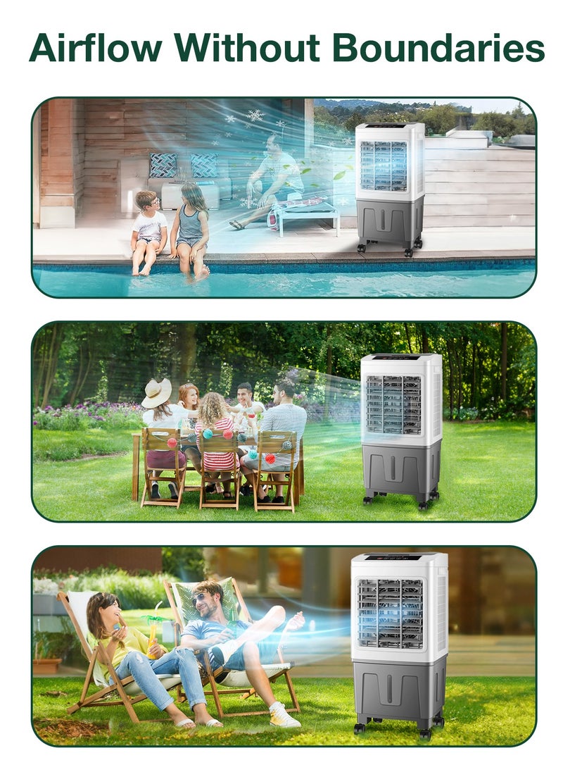 GREEN LION - Portable Air Cooler 20L with Cool Function Air Conditioner 60W / Remote Control / Digital Display / Energy Efficient / Eco-Friendly Cooling / Humidification adds moisture / Energy-efficient consumes less power / GA20 - White & Gray - Image 1