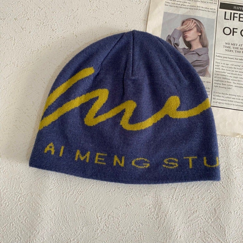 Letter Beanie Unisex Winter Warm Mountaineering Knit Hat Acrylic - Image 4