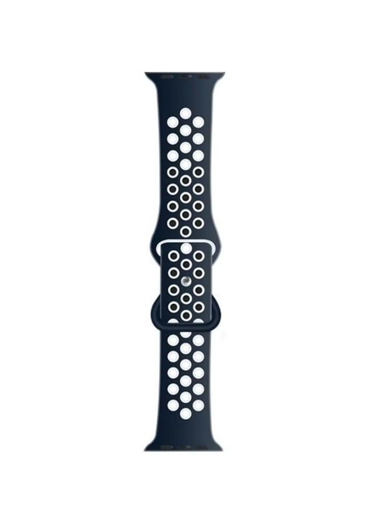 vesus Ethnic Replacement Watchband for Apple Watch Series 1/2/3/4/5/6/7/SE 38/40/41mm Navy/White