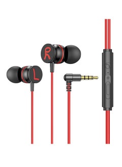 Generic L-shaped elbow wired sports headphones (red)  - Image 1