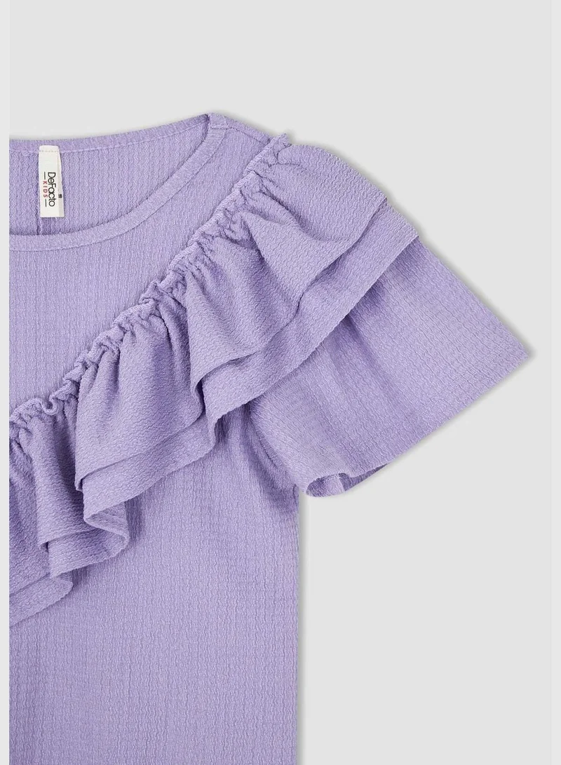 DeFacto Regular Fit Short Sleeve Frill Detail T-Shirt