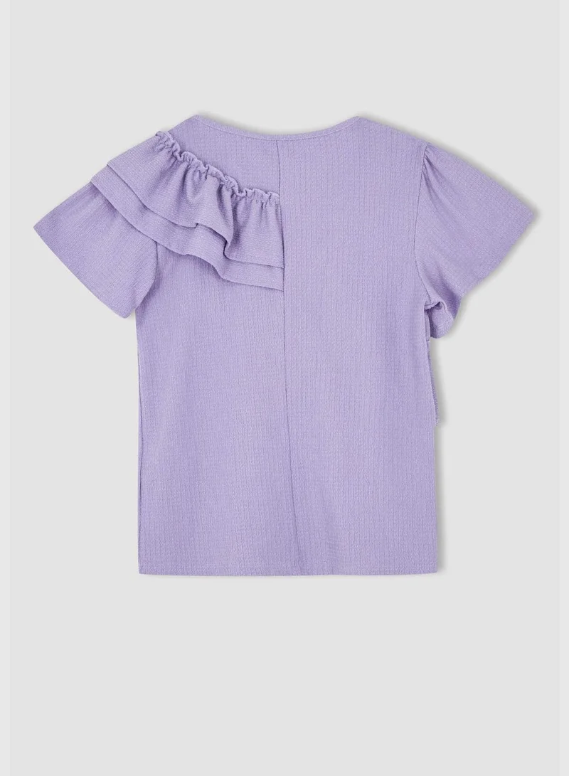 DeFacto Regular Fit Short Sleeve Frill Detail T-Shirt