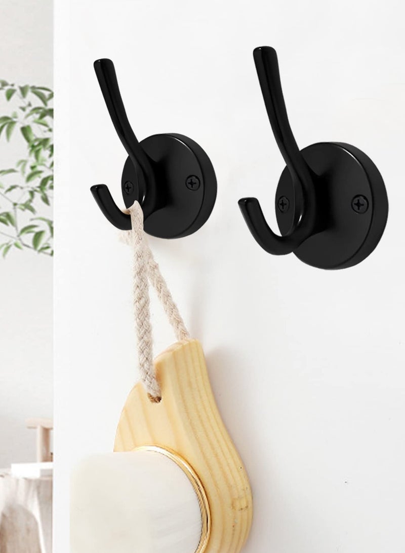 2 Pack Heavy Duty Metal Double Coat Hooks - Wall Mounted Towel Hooks for Bathroom, Kitchen, Closet, and Garage - Ideal for Bath Robes and Hand Towels. - Image 2