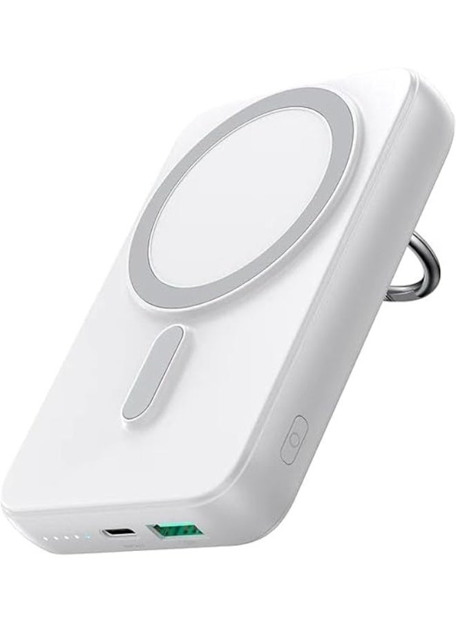 Joyroom 20W Magnetic Wireless Power Bank with Ring Holder, 10000mAh, White, Keeps Your Devices Charged During Trips and Travel - Image 1