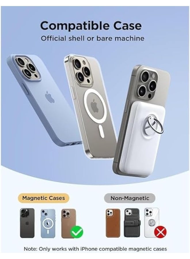 Joyroom 20W Magnetic Wireless Power Bank with Ring Holder, 10000mAh, White, Keeps Your Devices Charged During Trips and Travel - Image 4