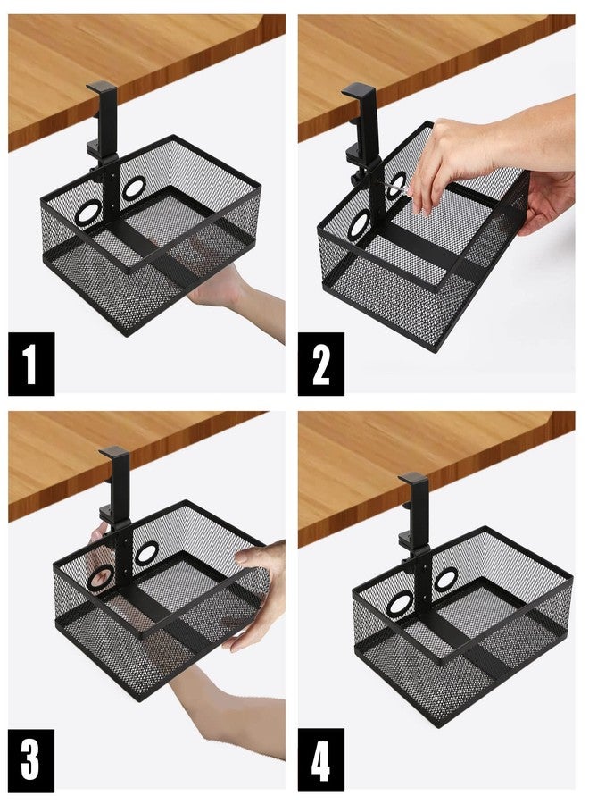 RHBLME Black Under Desk Drawer Storage - 360-Degree Rotating Desk Organizer Clamp-on Swivel Pencil Drawer Shelf for Office Tables - Image 5