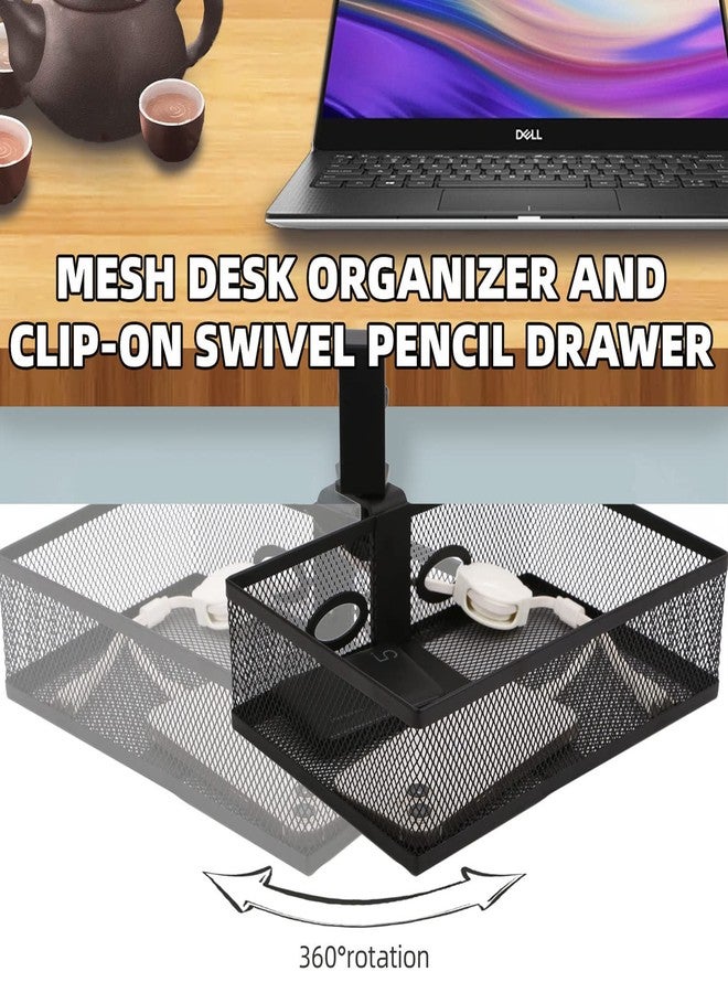 RHBLME Black Under Desk Drawer Storage - 360-Degree Rotating Desk Organizer Clamp-on Swivel Pencil Drawer Shelf for Office Tables - Image 4