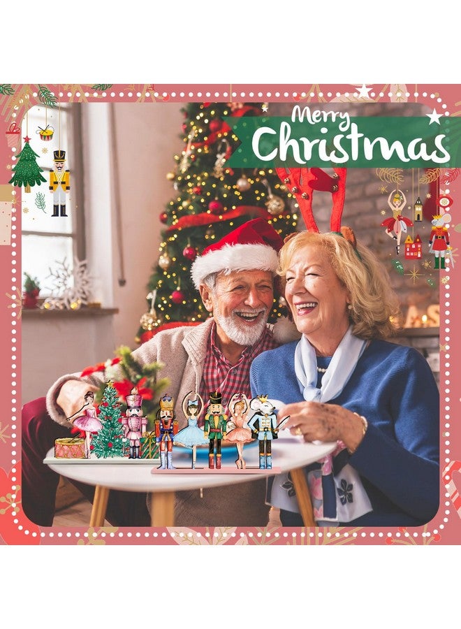 Shellwei 6pcs Christmas Table Decorations Wooden Nutcracker Fairy Ballet Merry Christmas Table Centerpiece Mouse King Soldier Wooden Signs for Xmas Home Table Tier Tray Party Decor - Image 3