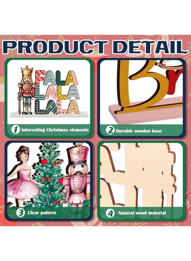 Shellwei 6pcs Christmas Table Decorations Wooden Nutcracker Fairy Ballet Merry Christmas Table Centerpiece Mouse King Soldier Wooden Signs for Xmas Home Table Tier Tray Party Decor - Image 4