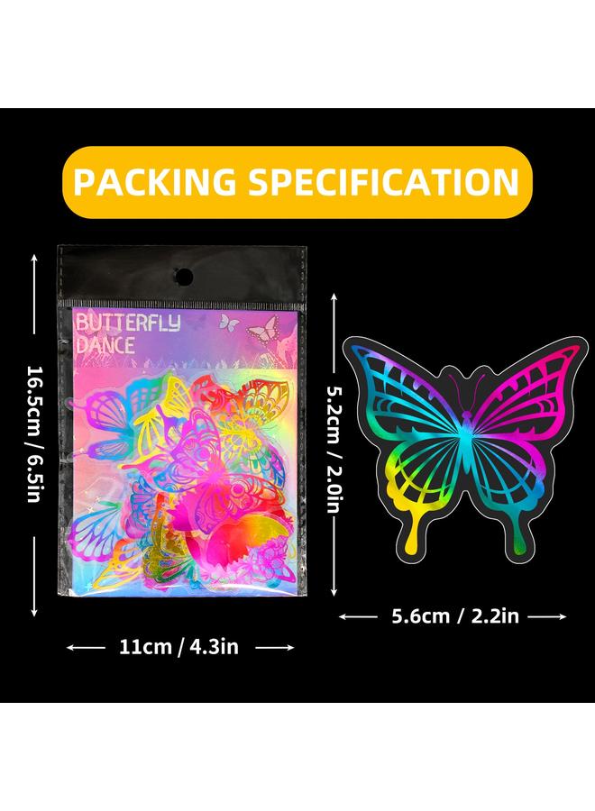 الأزرق جي دبليو 50 ملصقات ليزر فراشة ذهبية ملونة للأطفال ديكور كأس ماء ملون زخارف نافذة ليزر - Image 3