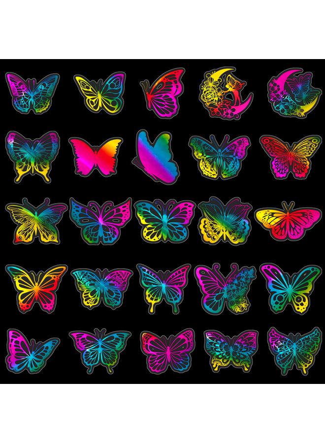 الأزرق جي دبليو 50 ملصقات ليزر فراشة ذهبية ملونة للأطفال ديكور كأس ماء ملون زخارف نافذة ليزر - Image 4