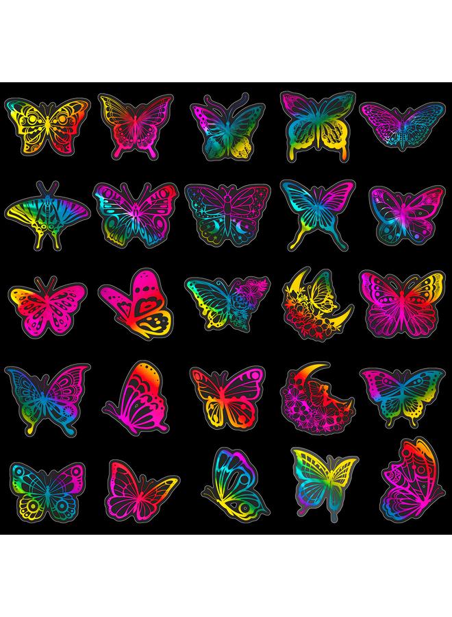 الأزرق جي دبليو 50 ملصقات ليزر فراشة ذهبية ملونة للأطفال ديكور كأس ماء ملون زخارف نافذة ليزر - Image 5