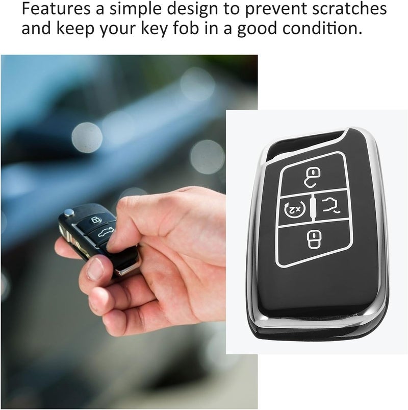 Car Key Fob Cover Key Case Protective Shell Black for Men and Women Automotive Interior Accessories - Image 3