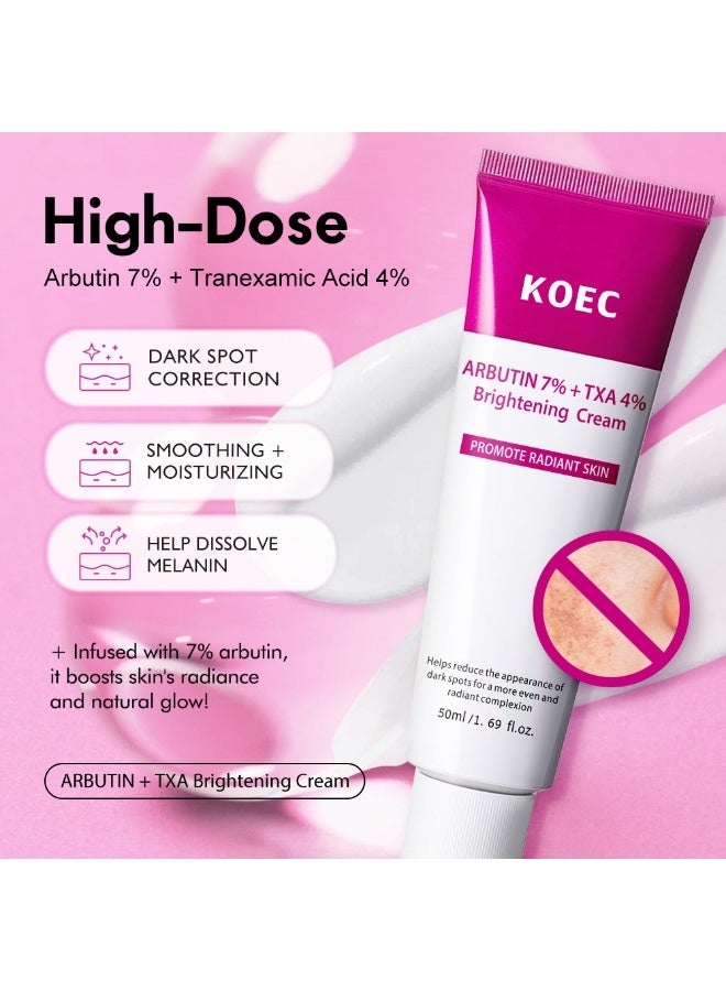 ك أو إي سي Arbutin 7% + Tranexamic Acid 4% Cream, Dark Spot Remover for Face, Pigmentation Removal Cream for Freckles, Hyperpigmentation, Blemishes, Acne Marks, Moisturiser Face - Image 2