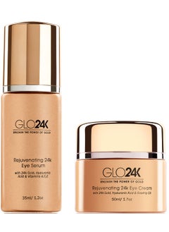 GLO24K UNLEASH THE POWER OF GOLD GLO24K Rejuvenating 24k Eye Cream and Serum With 24k Gold Hyaluronic Acid Vitamins ACE 