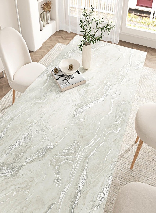 WESTICK Matte Beige/Silver Marble Wallpaper Peel and Stick Faux Marble Contact Paper for Waterproof Countertops Thick Kitchen Countertop Vinyl Wrap for Tables Desk Top Camper Furniture 15.8" x 80" - Image 3