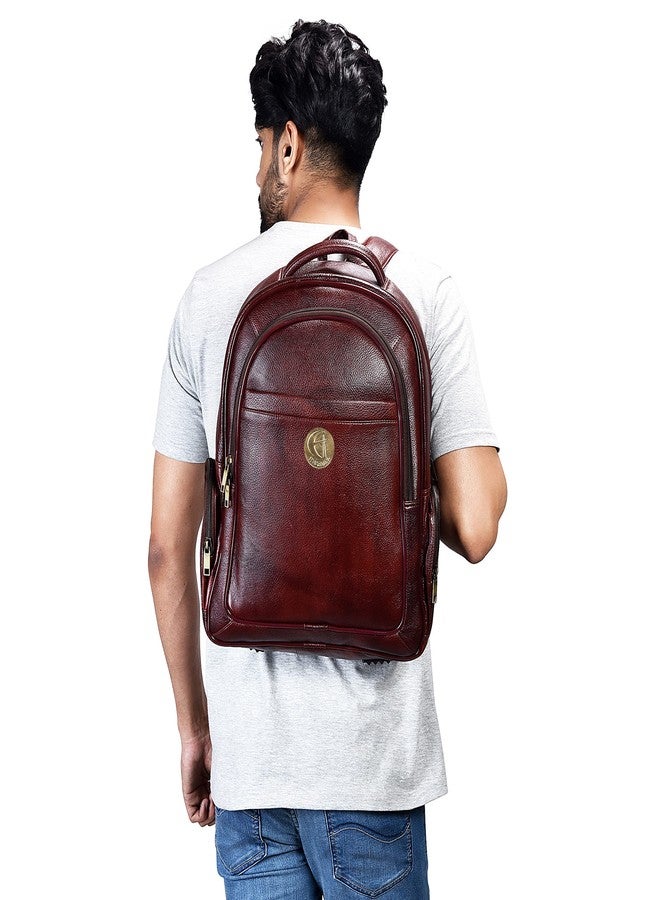 HiLeder 100% Pure Genuine Leather Spacious 17 inch Backpack Rucksack Laptop Business Office Bag (Brown) - Image 5