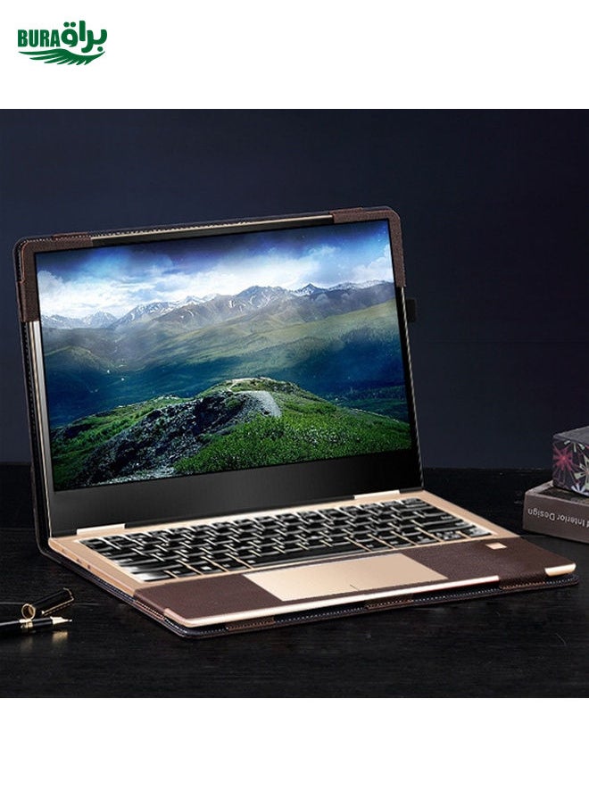 BURAQ - Laptop PU Leather Protective Case For Lenovo Yoga 730-13(Gentleman Gray) - Image 1
