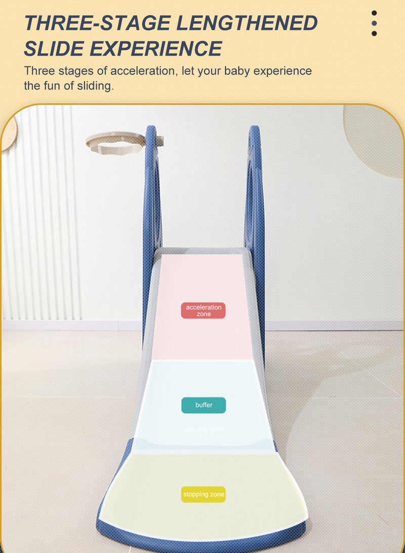 ما بيبي مجموعة زلاقة وأرجوحة للأطفال 4 في 1، ملعب داخلي/خارجي للأطفال الصغار مع حلقة كرة سلة، مجموعة ألعاب متسلقة للأطفال الصغار للأولاد والبنات في الفناء الخلفي - Image 4