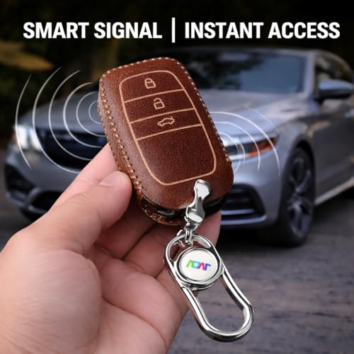 JVCV® Car Styling Soft Handmade Leather Key Cover Compatible with Toyota Fortuner, Hilux, Innova Crysta, Fortuner Legender, Innova HyCross, Land Cruiser 2B/3B Smart Key (Brown) - Image 4
