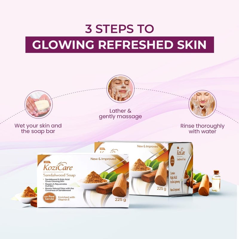 Kozicare Sandalwood Bath Soap for Younger Looking and Glowing Skin with a LongLasting Youthful Radiance For Man Women and All Skin types75gm Pack of 12 - Image 5