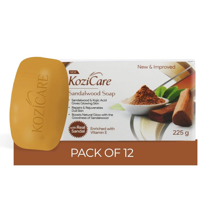 Kozicare Sandalwood Bath Soap for Younger Looking and Glowing Skin with a LongLasting Youthful Radiance For Man Women and All Skin types75gm Pack of 12 - Image 1
