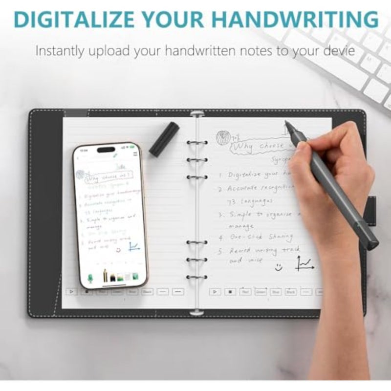 SyncPen with Notebook Writing Board, Smart Digital Pen Erasable Gel Pen Bluetooth Wireless OCR for Students, Designer, Creatives, Business Man, Record Notes, -time Sync for Digitizing - Image 4