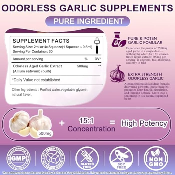 WellVeraVida Aged Garlic Extract Liquid Drops, Organic Odorless Garlic Supplements for Immune Circulation & Heart Health Support, 2 Years Aged Garlic 15:1 Herbal Formula丨Vegetarian All-Natural Non-GMO, 2Fl Oz - Image 2