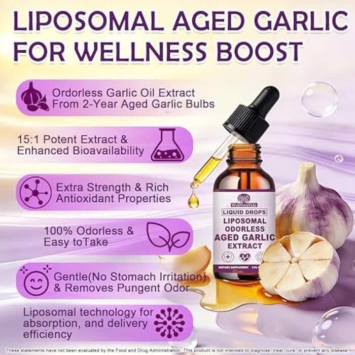 WellVeraVida Aged Garlic Extract Liquid Drops, Organic Odorless Garlic Supplements for Immune Circulation & Heart Health Support, 2 Years Aged Garlic 15:1 Herbal Formula丨Vegetarian All-Natural Non-GMO, 2Fl Oz - Image 4