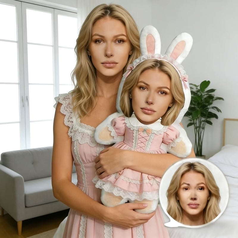 Super Cute Rabbit Princess Shape Pillow 9 8 Inch Personalized Commemorative Gift for Family Friends Couples Creative New Year Birthday Valentine - Image 1
