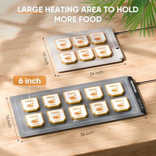 NEWKITCHEN Warming Mat for Food, (XXL 36"x16") Food Warming Mat for Countertop Upgrade Graphene Fast Full Surface Heating -Versatile Food Warmer for Gatherings, Parties, Everyday Use - Image 2