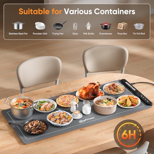NEWKITCHEN Warming Mat for Food, (XXL 36"x16") Food Warming Mat for Countertop Upgrade Graphene Fast Full Surface Heating -Versatile Food Warmer for Gatherings, Parties, Everyday Use - Image 5