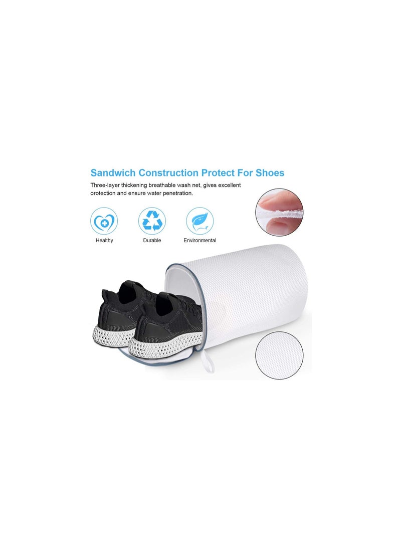 Shoe Laundry Bag Set, XL & L Mesh Wash Bags with Zipper, Durable Polyester for Sneakers, Socks, and Bras, Washer & Dryer Safe, Reusable Shoe Cleaning Bags (2PCS)  - Image 2