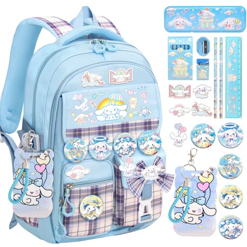 KIEAL 16519IN School Backpack for Girls with 24Pcs Accessories AntiTheft Kids Backpack for Students New Semester Presents with Pins and Card Holder - Image 1