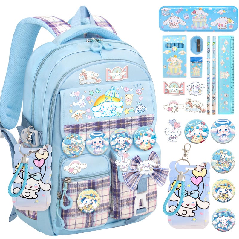 KIEAL 16519IN School Backpack for Girls with 24Pcs Accessories AntiTheft Kids Backpack for Students New Semester Presents with Pins and Card Holder - Image 2