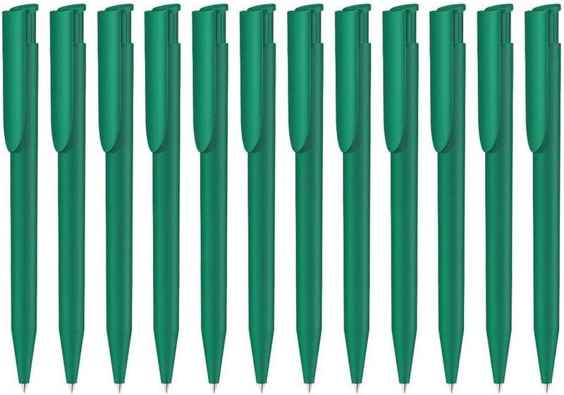 Pack of 12 Green Ballpoint Pens with Blue Ink - Image 1