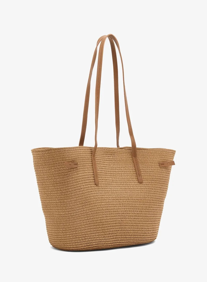 Ginger raffia structured tote bag